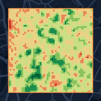 NDVI map of the test parcel for the week of April 1-7, 2024.
