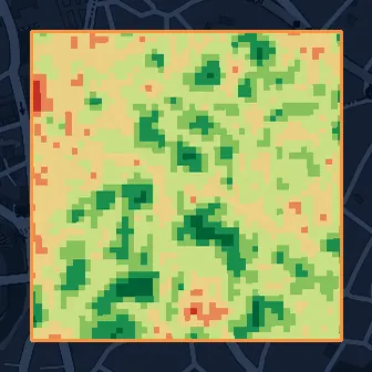 NDVI map of the test parcel for the week of April 8-14, 2024.