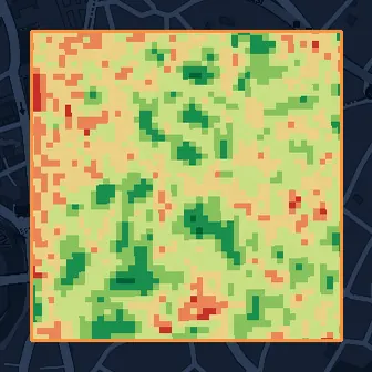 NDVI map of the test parcel for the week of May 6-12, 2024.